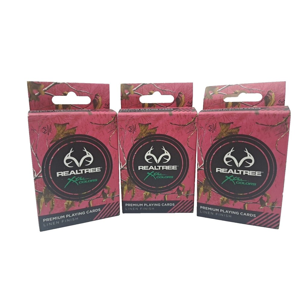 3-Pack Realtree Pink Camo Playing Cards Poker Size Premium Deck Outdoors New